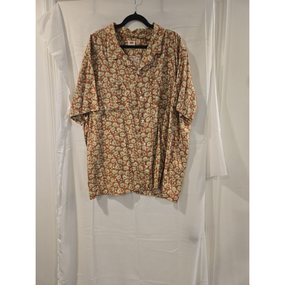 Levi's XXL Relaxed Fit Floral Hibiscus Hawaiian Shirt - Terracotta